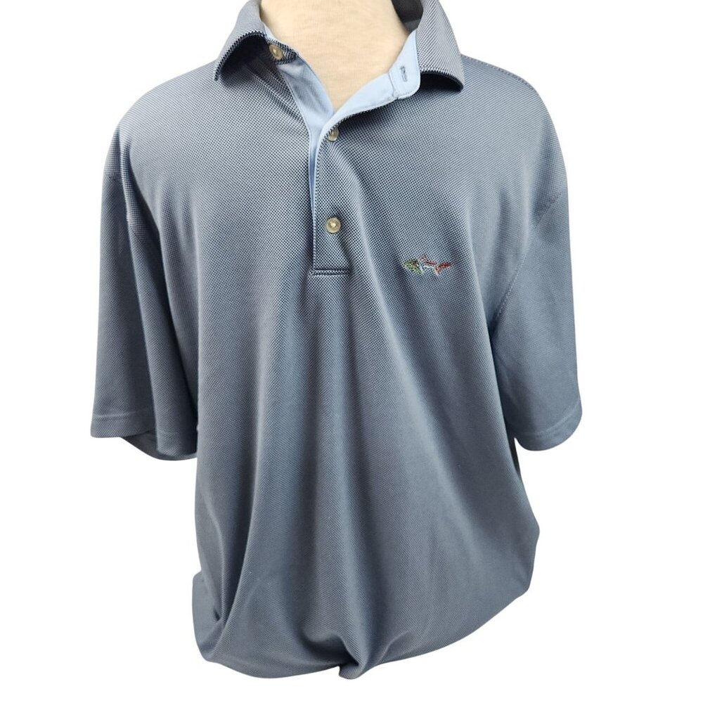 Greg Norman Play Dry Mens Short Sleeve Polo Shirt Blue Mesh Golf Size XL